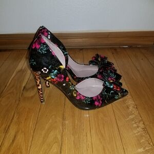 Betsey Johnson floral print and leopard print high heels